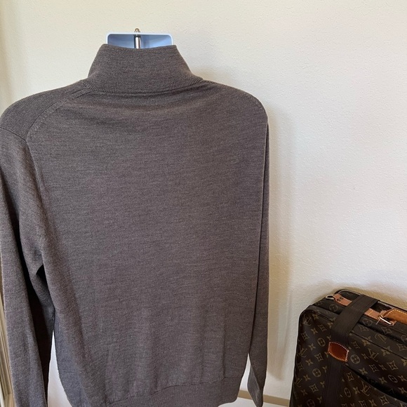 NWOT J. Crew Taupe Quarter Zip Sweater 100% Italian Merino Wool Sz L - Picture 4 of 6